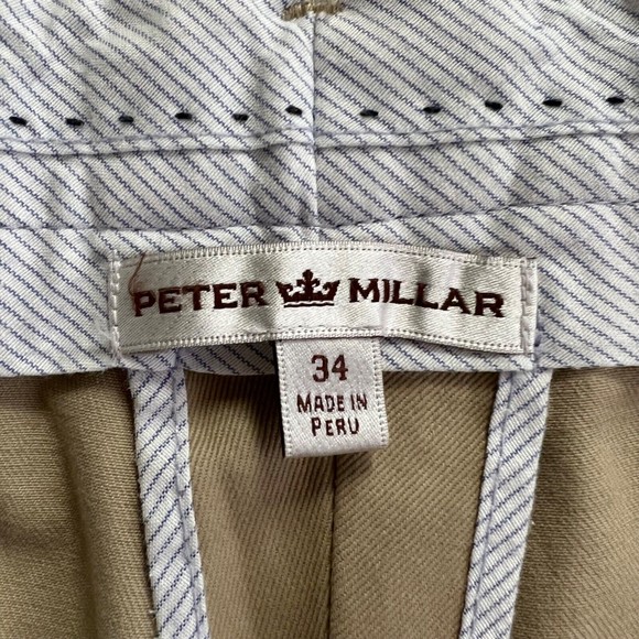 Peter Millar Chino Golf Pant Khaki Tan Pima Cotton Flat Front Straight Leg 34x28 - Picture 7 of 10